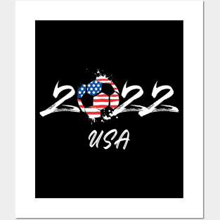 One Nation One Team Soccer Player USA 2022 Tee Funny US American Flag Girls Boys Posters and Art